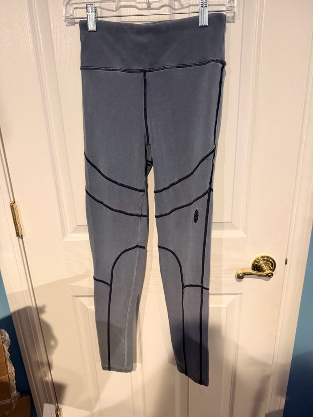 Free People Gray Sculptural Seam Leggings